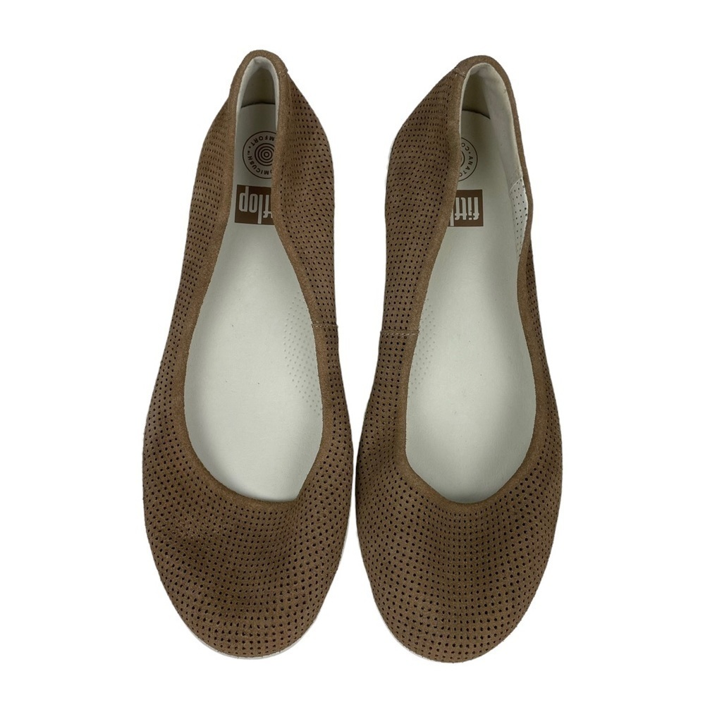 FitFlop Adoraballerina Perforated Suede Slip-on Shoes in Soft Brown